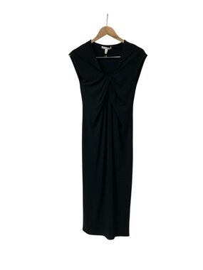 Twenty8Twelve Black Twist-Front Midi Jersey Dress US 2